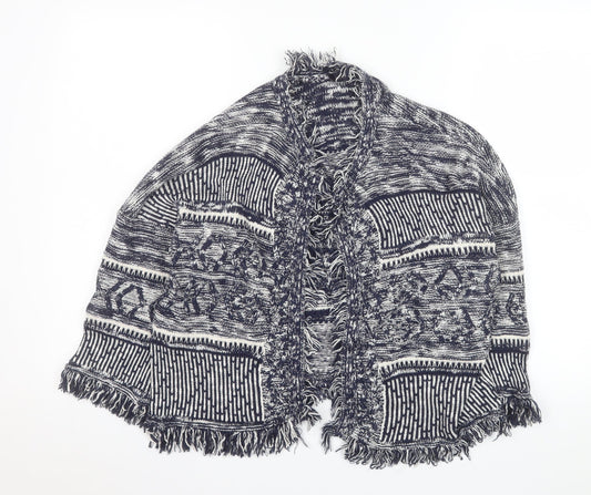 Marks and Spencer Women Blue Knit Fringe Cardigan M