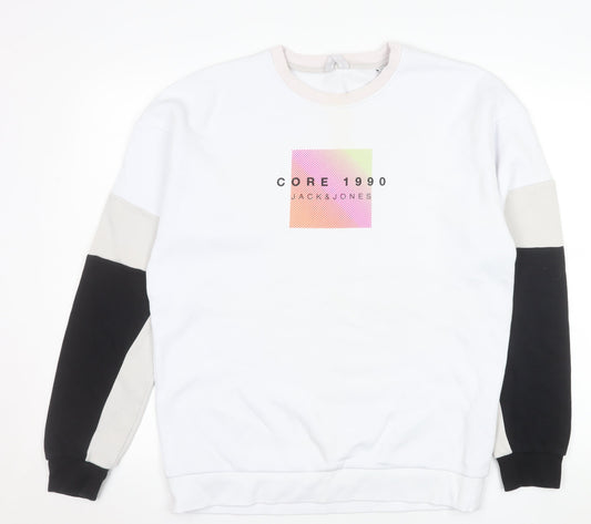 Mens UK Size M JACK & JONES White Pullover Sweatshirt