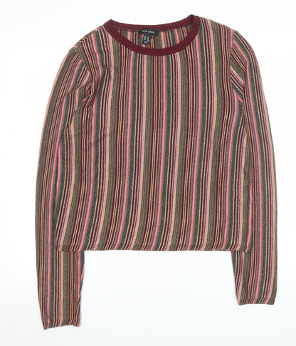 New Look Women’s Multicoloured Striped Long Sleeve Knit Top Size 16