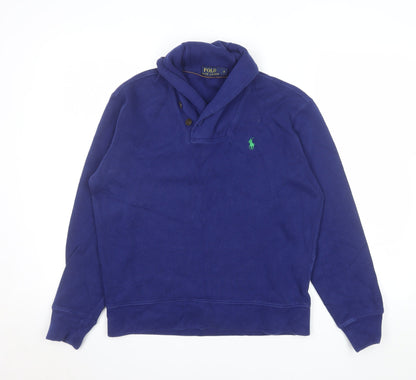 Mens UK Size S Ralph Lauren Blue Henley Sweatshirt