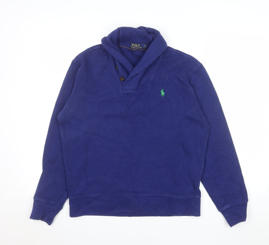 Mens UK Size S Ralph Lauren Blue Henley Sweatshirt