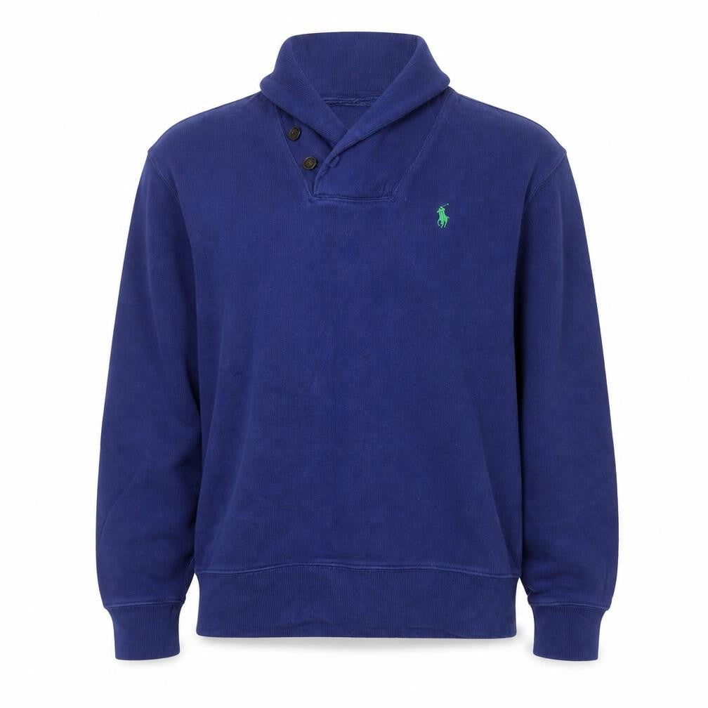 Mens UK Size S Ralph Lauren Blue Henley Sweatshirt