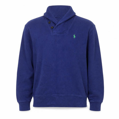 Mens UK Size S Ralph Lauren Blue Henley Sweatshirt