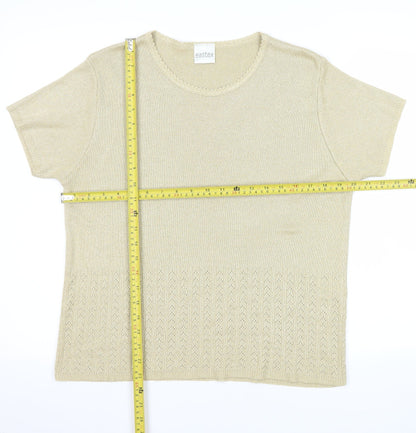 Eastex Women Beige Knit Short Sleeve T-Shirt L
