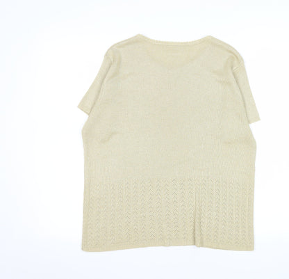 Eastex Women Beige Knit Short Sleeve T-Shirt L