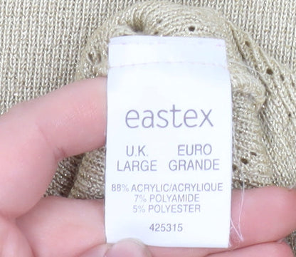 Eastex Women Beige Knit Short Sleeve T-Shirt L