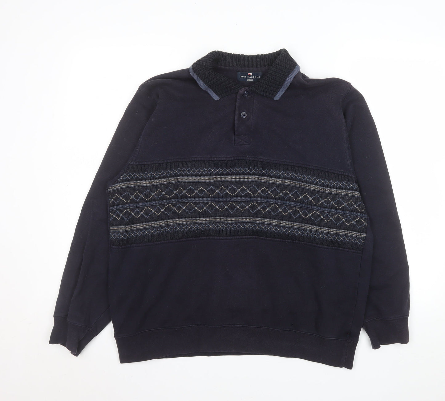 Mens UK Size M Marks and Spencer Blue Henley Sweatshirt