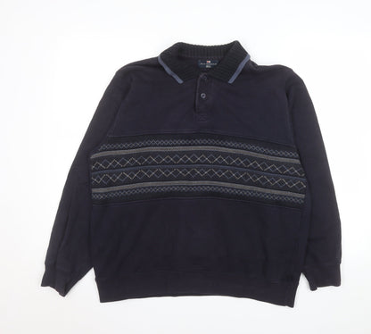 Mens UK Size M Marks and Spencer Blue Henley Sweatshirt