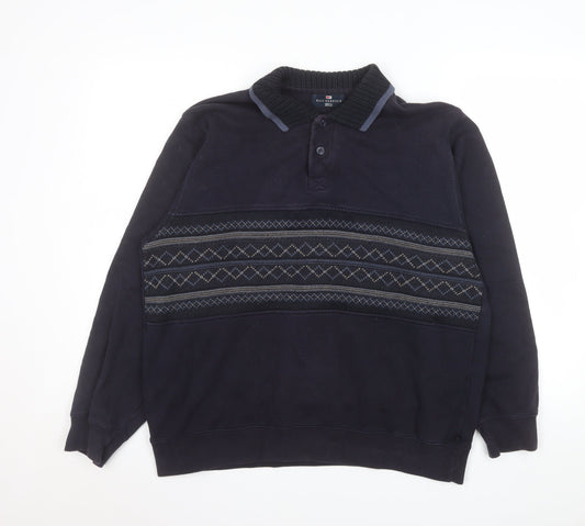 Mens UK Size M Marks and Spencer Blue Henley Sweatshirt