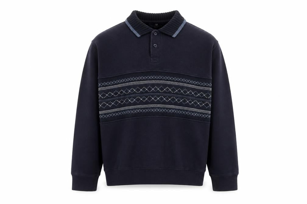 Mens UK Size M Marks and Spencer Blue Henley Sweatshirt
