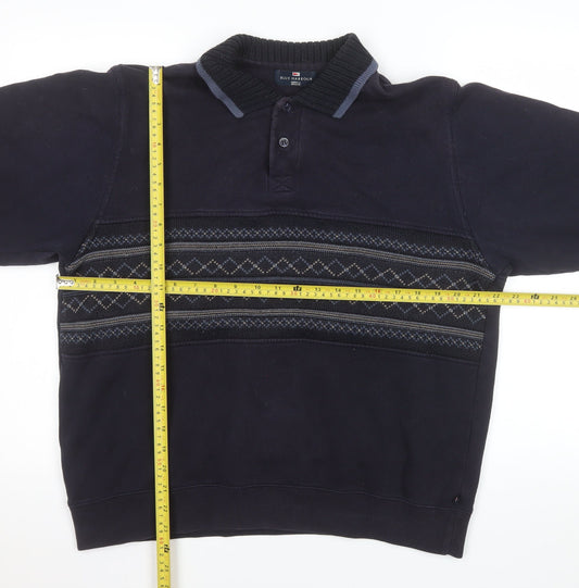 Mens UK Size M Marks and Spencer Blue Henley Sweatshirt