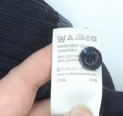 Mens UK Size M Marks and Spencer Blue Henley Sweatshirt