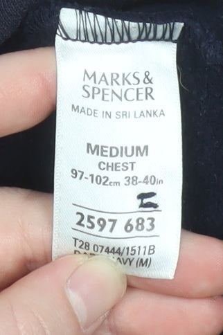 Mens UK Size M Marks and Spencer Blue Henley Sweatshirt
