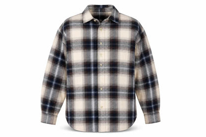 H&M Men's Brown Plaid Flannel Button-Up Shirt Long Sleeve L
