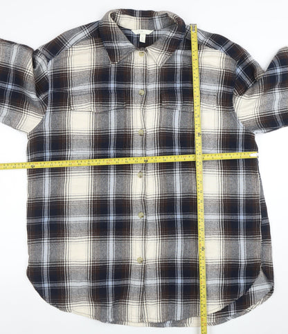 H&M Men's Brown Plaid Flannel Button-Up Shirt Long Sleeve L