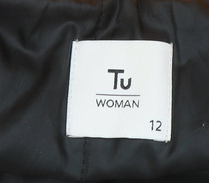 Tu Women Yellow Hooded Rain Coat Jacket Size 12 Waterproof