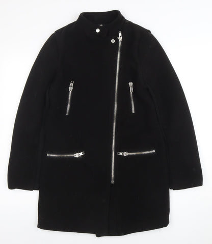 Womens UK Size 8 Missguided Black Biker Coat
