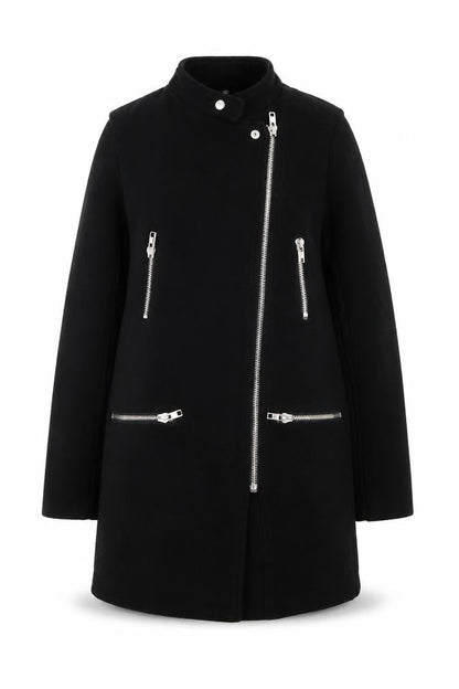 Womens UK Size 8 Missguided Black Biker Coat