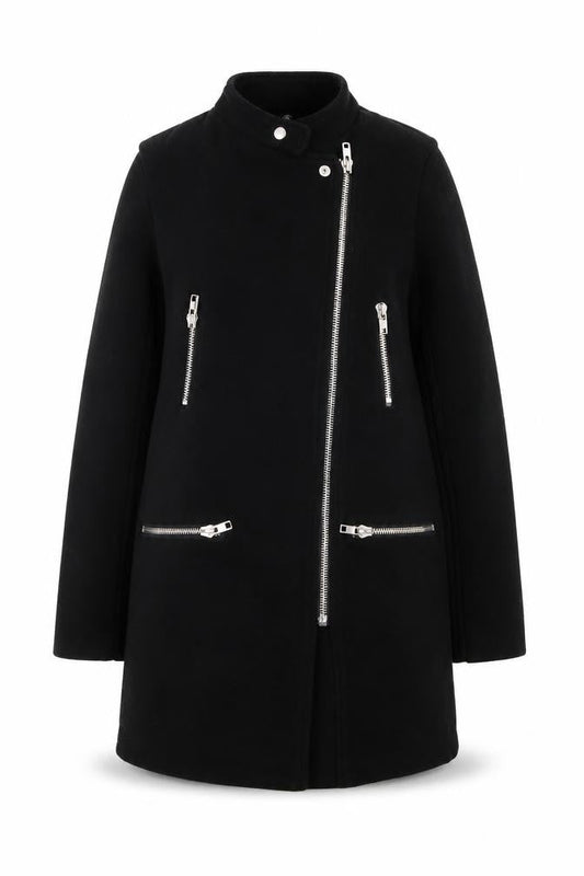 Womens UK Size 8 Missguided Black Biker Coat