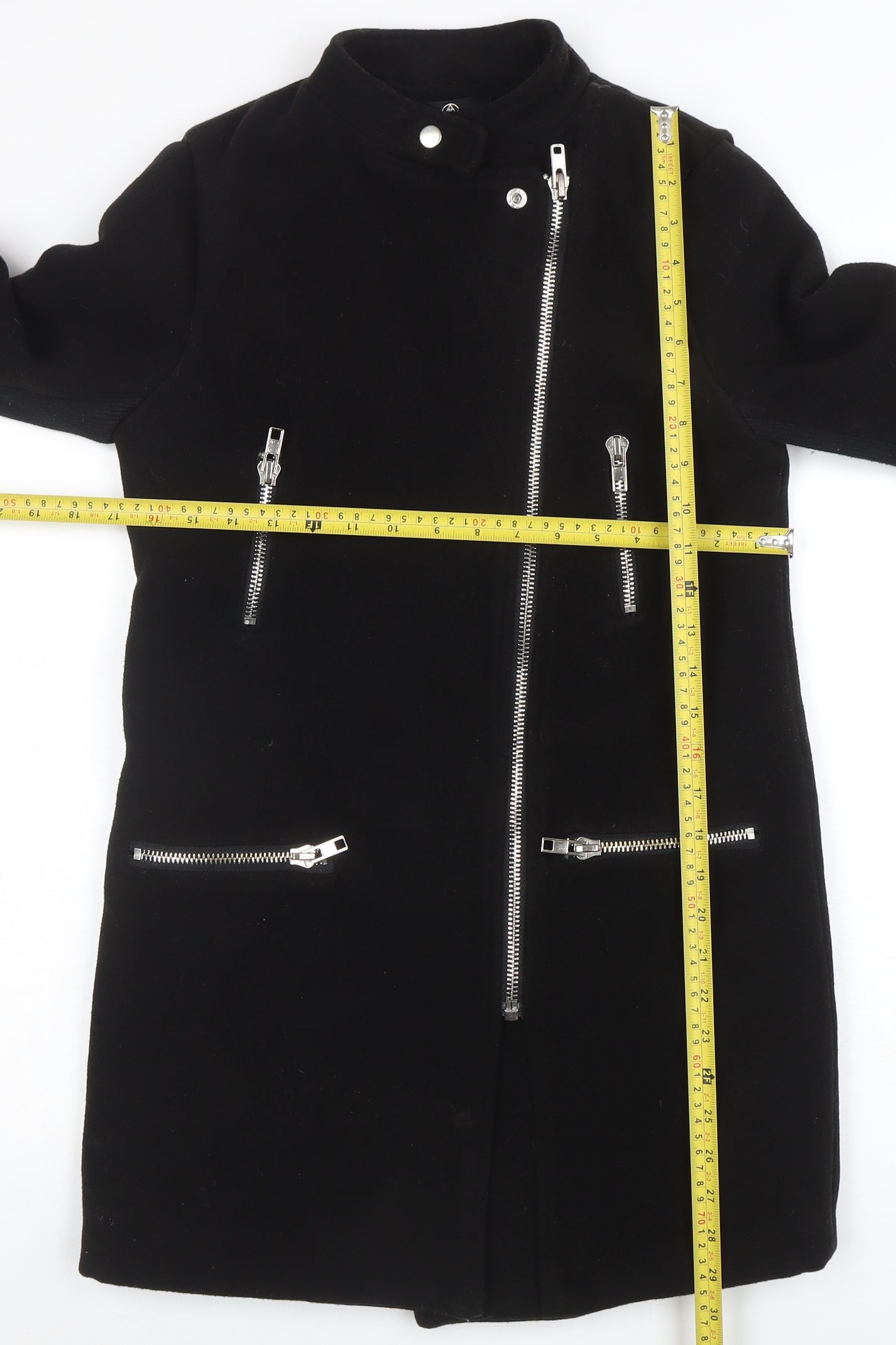 Womens UK Size 8 Missguided Black Biker Coat