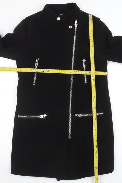 Womens UK Size 8 Missguided Black Biker Coat