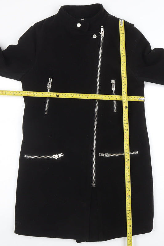 Womens UK Size 8 Missguided Black Biker Coat