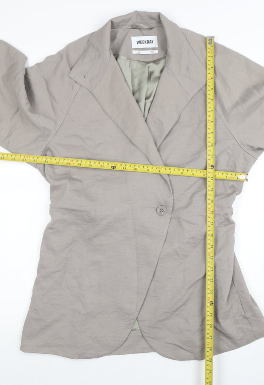 Weekday Women Beige Blazer Size 8 Classic Mid-Length Jacket