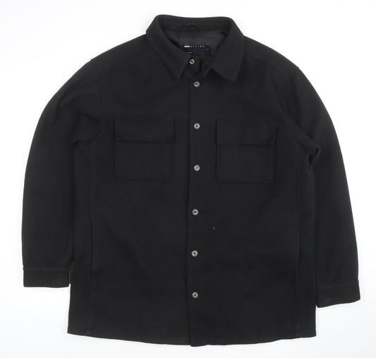 ASOS DESIGN Men's Black Mid-Length Wool Blend Jacket M 40in