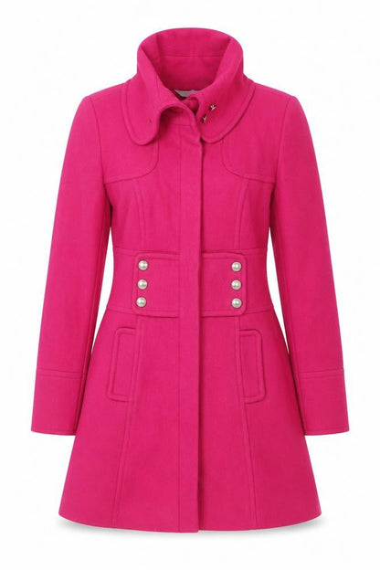 Red Herring Women's Pink Wool Blend Mid-Length Pea Coat Size 10