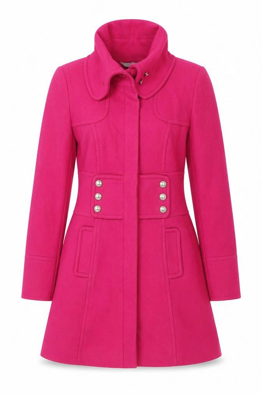 Red Herring Women's Pink Wool Blend Mid-Length Pea Coat Size 10