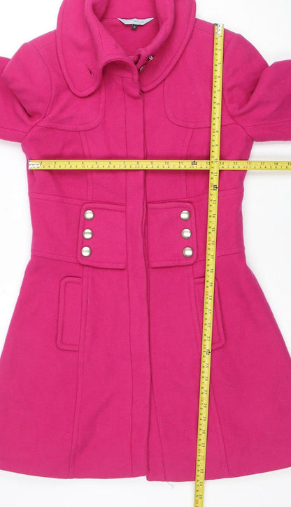 Red Herring Women's Pink Wool Blend Mid-Length Pea Coat Size 10