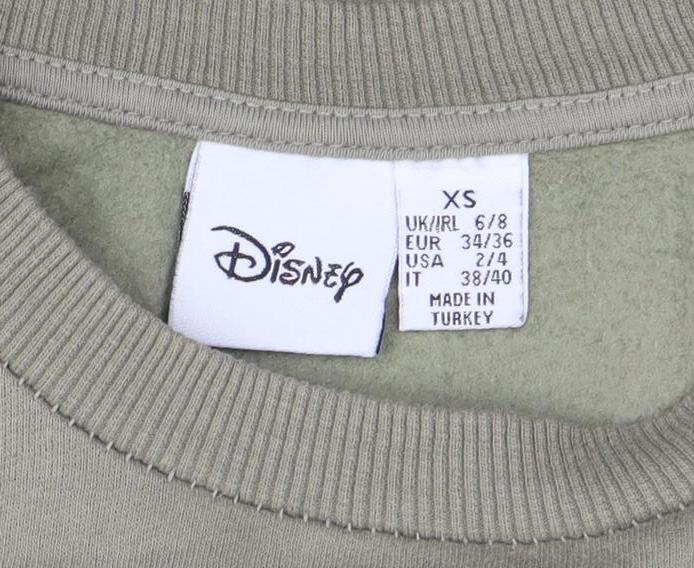 Womens UK Size XS Disney Green Pullover Sweatshirt