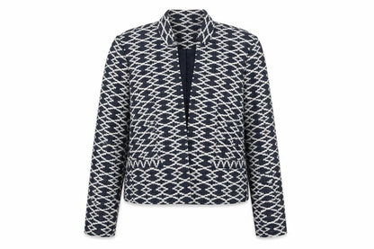 Monsoon Women's Blue Geometric Pattern Blazer Jacket Size 12
