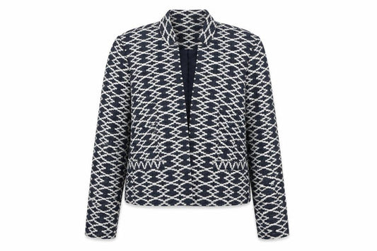 Monsoon Women's Blue Geometric Pattern Blazer Jacket Size 12
