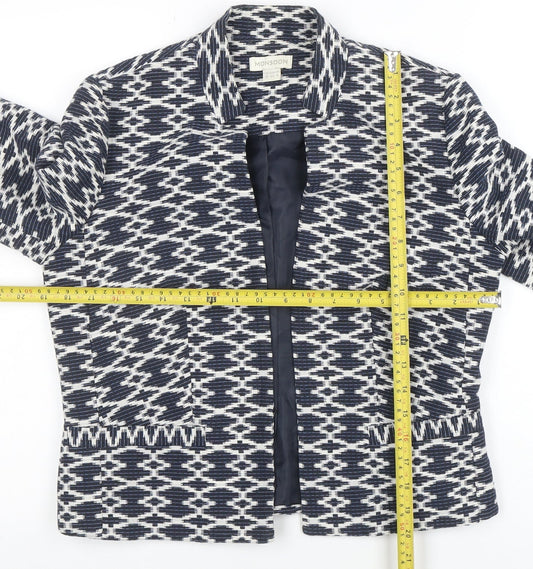 Monsoon Women's Blue Geometric Pattern Blazer Jacket Size 12