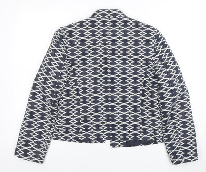 Monsoon Women's Blue Geometric Pattern Blazer Jacket Size 12