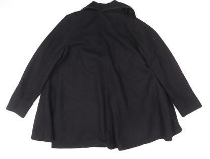 F&F Women's Black Wool Blend Mid-Length Coat Size 10