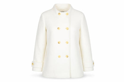 Next Women Ivory Wool Pea Coat UK 22 Double Breasted Winter Jacket