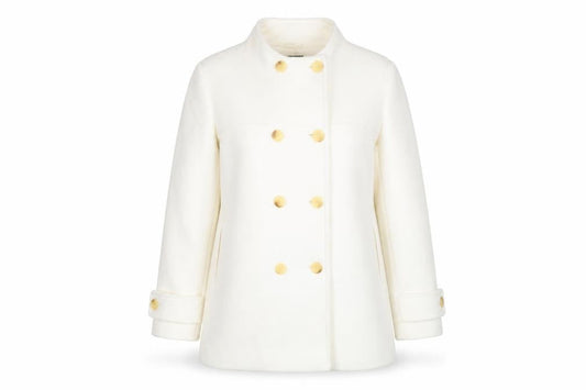 Next Women Ivory Wool Pea Coat UK 22 Double Breasted Winter Jacket