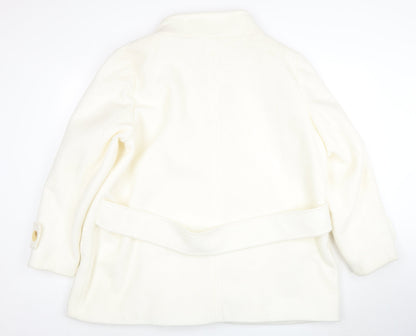Next Women Ivory Wool Pea Coat UK 22 Double Breasted Winter Jacket