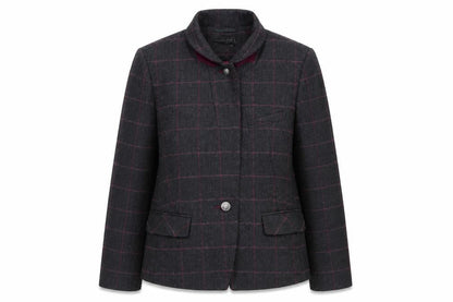 Atmosphere Women Grey Check Tweed Blazer Size 16 One Button Jacket