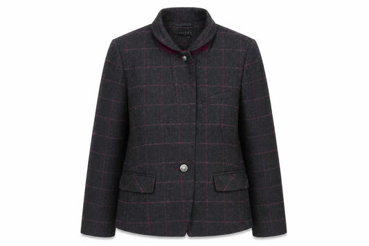 Atmosphere Women Grey Check Tweed Blazer Size 16 One Button Jacket