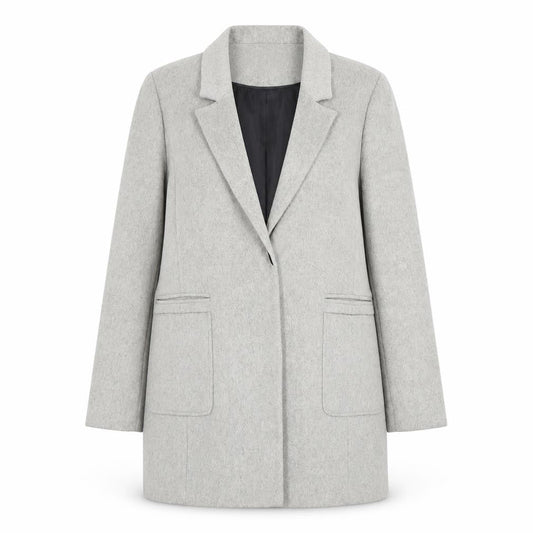 Dorothy Perkins Women Grey Size 12 Classic Wool Blend Blazer Coat