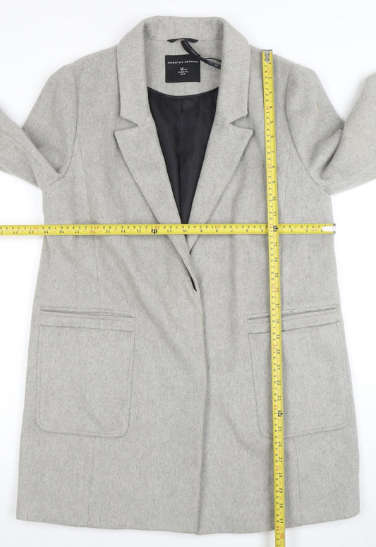 Dorothy Perkins Women Grey Size 12 Classic Wool Blend Blazer Coat