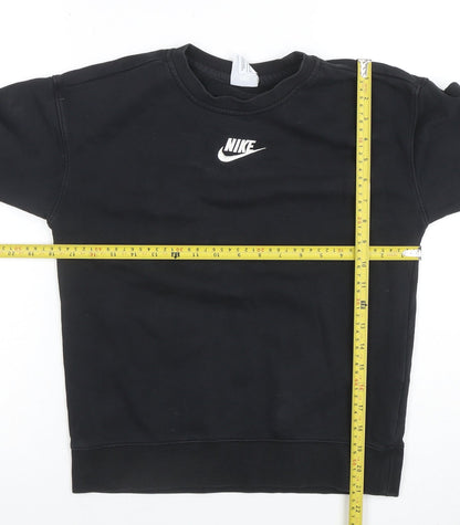 Nike Boys Black Pullover Fleece Sweatshirt 9-10 Years Crew Neck Logo