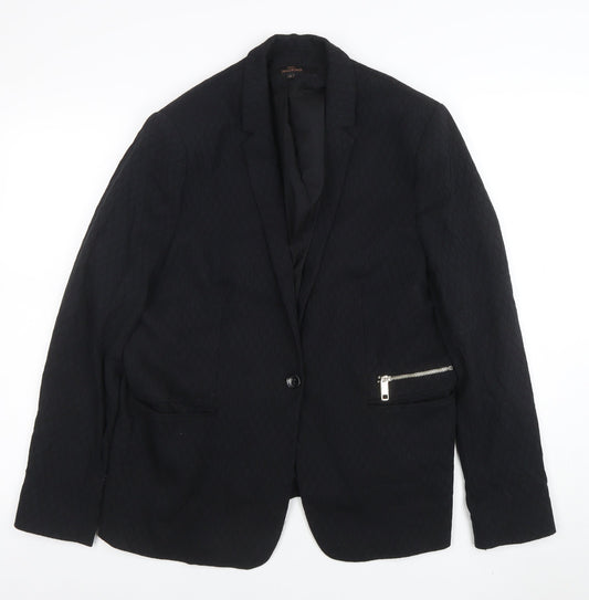 Next Women Black Quilted Single-Breasted Blazer UK 18 Tailored Lined