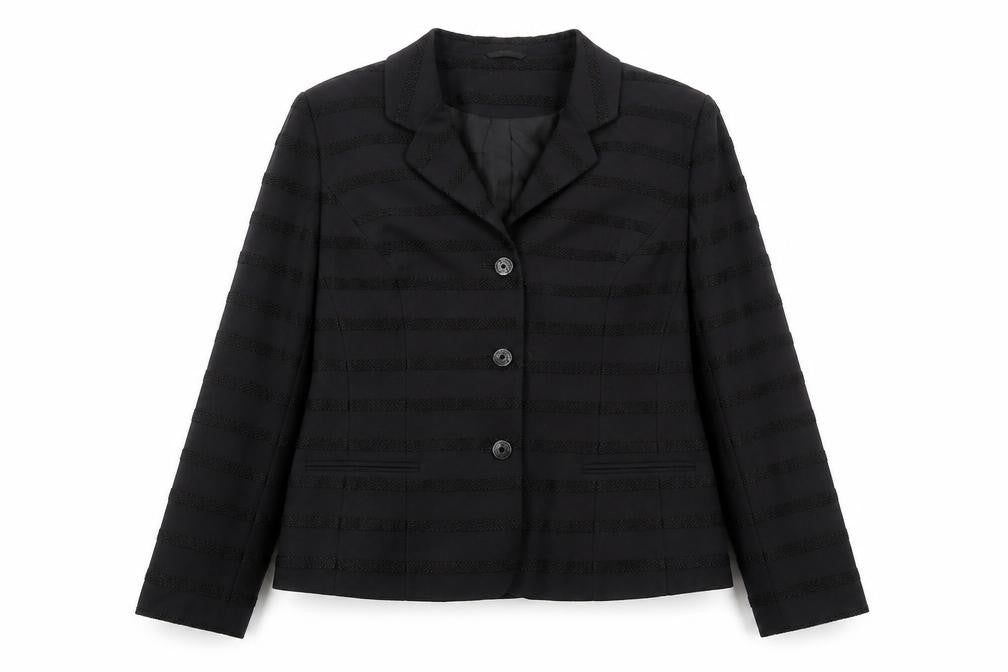 ALEX & Co. Women's Black Wool Blend Striped Blazer UK 16 Classic Fit