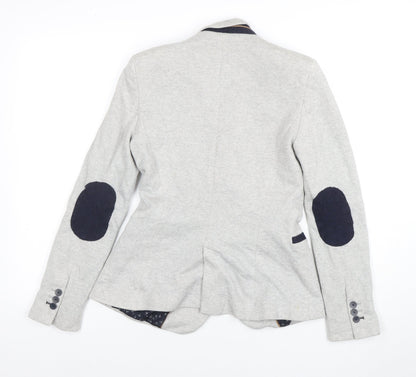 Zara Basic Womens Grey Cotton Blend Slim Fit Blazer Jacket UK 12
