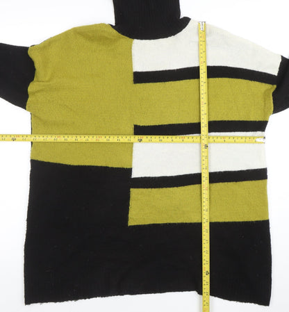 Wallis Women’s Black Roll Neck Geometric Knit Jumper Size S