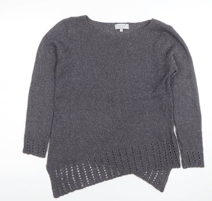Per Una Women’s Grey Metallic Knit Long Sleeve Pullover Jumper Size 12